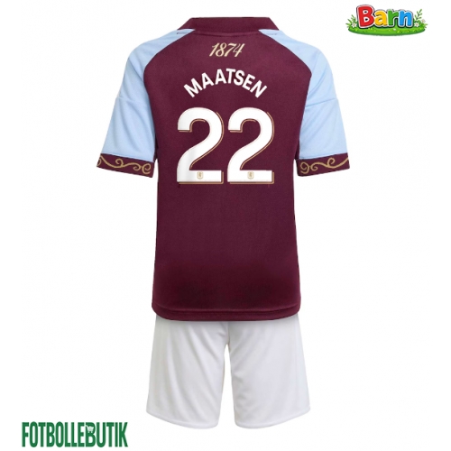 Aston Villa Ian Maatsen #22 Hemmaställ Barn 2025-26 Kortärmad (+ Korta byxor)